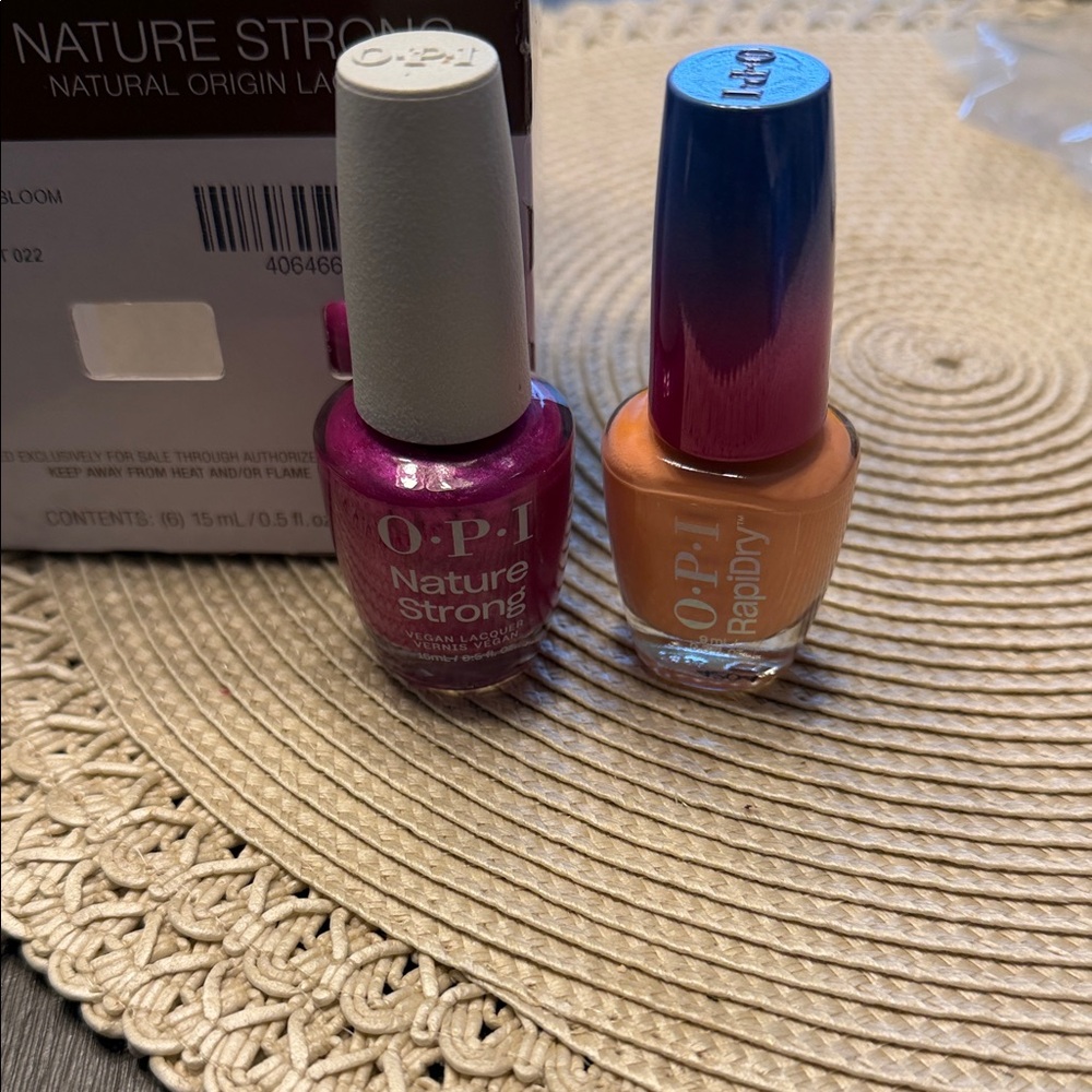 OPI Nature Strong and RapiDry Nail Polish set- Magenta and Peach